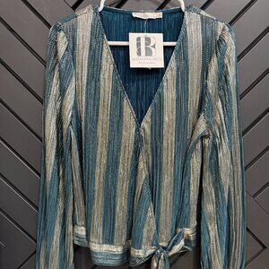 NWT Metallic Gold & Teal Party Top by Lush